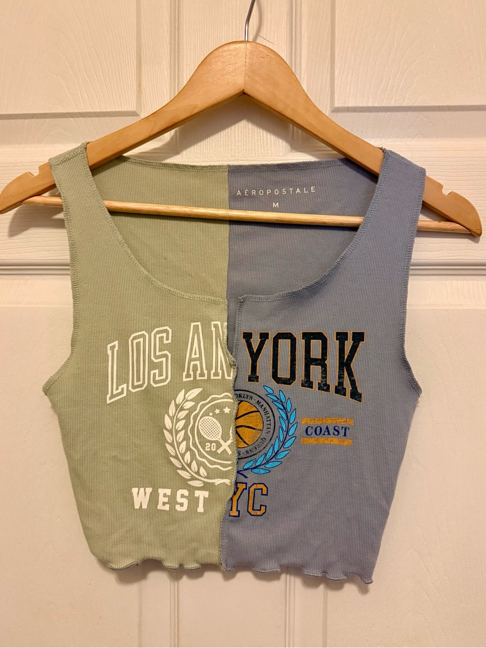 Aeropostale Two-Tone Green & Blue Cropped Tank Top